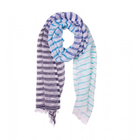 BW / Leinen Schal Streifen schmal blau