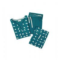 Damenpyjama blau Vögel,  Größe 40