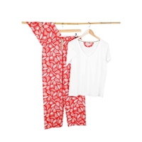 Damenpyjama Lina,  weiß / rot,  Gr. S