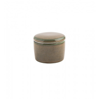 Dose Keramik rund grün/ beige gesprenkelt