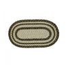 Jute Teppich oval,  blau/ weiß
