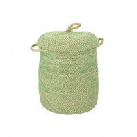 Korb mit Deckel,  weiß/ grün,  S