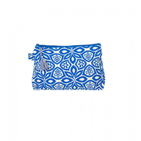 Kulturbeutel Blumenprint ultramarineblau