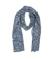 Schal Bio Baumwolle,  blau / weiß,  Floral