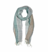 Schal Leinen,  blau / braun,  Streifen