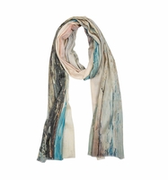 Schal Natur Malerei blau / creme / braun