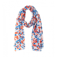 Schal Ornament weiß / orange / blau