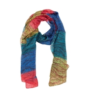 Schal Seide Blätter dunkel bunt