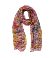 Schal Seide Blätter hell bunt