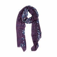 Schal Seide,  lila / blau,  Blüten