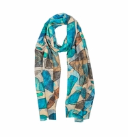 Schal Stein Malerei türkis / creme / braun