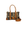 Schultertasche Ikat schwarz / cognac