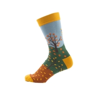 Socken Herbst dunkelgrün / gelb Gr. 39-42