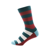 Socken Streifen graublau / rot Größe 35-38