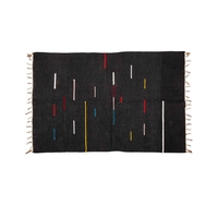 Teppich schwarz,  bunte Streifen,  60x90cm