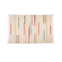 Teppich weiß,  bunte Streifen,  60x90cm