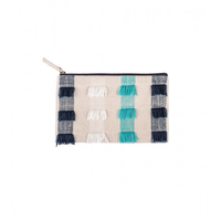 Täschchen Fransen türkis / schwarz