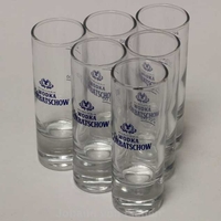 6 Gorbatschow Vodka Gläser Stamper mit Eichung