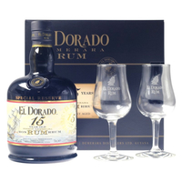 El Dorado 15 Jahre Geschenkset mit 2 Gläsern 0, 7 L 43% vol