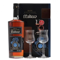 Ron Malteco Rum 10 Jahre Geschenkset + 2 Gläser 0, 7 L 40% vol