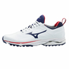 Mizuno Wave Cadence Spikeless Herren Golfschuhe,  Weiß / Blau / Rot