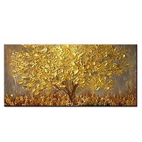 100% handgemalte große moderne leinwandkunst ölgemälde goldene baumbilder für zu hause wohnzimmer hoteldekor wandkunst bild gerollt ohne rahmen Lightinthebox