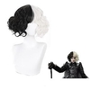 2021 grausam deville perücke halbe schwarze und weiße perücken kurze lockige wellenförmige bob haare halloween kostüm frauen mädchen rolle cosplay party hitzebeständige synthetische perücken Lightinthebox