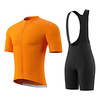 21Grams Herren Kurzarm Fahrradtrikot mit Trägerhosen Sommer Elasthan Polyester Orange / Schwarz Volltonfarbe Fahhrad Sportkleidung 3D-Pad Rasche Trocknung Atmungsaktiv Sport Volltonfarbe / Dehnbar Lightinthebox