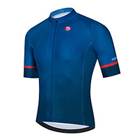 21Grams Herren Kurzarm Fahrradtrikot Sommer Polyester Dunkelblau Volltonfarbe Fahhrad Trikot / Radtrikot Oberteile Bergradfahren Straßenradfahren Rasche Trocknung Atmungsaktiv Reflexstreiffen Sport Lightinthebox