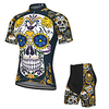 21Grams Herren Kurzarm Fahrradtriktot mit Fahrradhosen Sommer Elasthan Polyester Dunkelmarine Zuckerschädel Totenkopf Motiv Lustig Fahhrad Sportkleidung 3D-Pad Rasche Trocknung / Dehnbar / Sportlich Lightinthebox