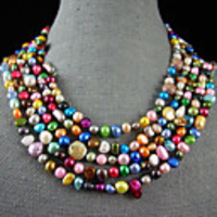 4-10mm Regenbogen Farbe echten Süßwasser-Perlenkette - 100 Zoll