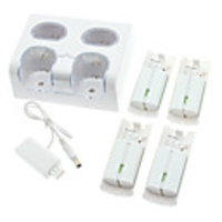 4 2800mAh Akkus Remote Controller Ladegerät Dock Cradle-Station für Nintendo Wii