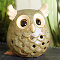 4 "Antique Style Owl Keramik Kerzenhalter