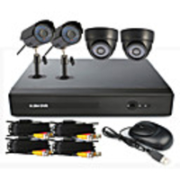 4 Channel One-Touch Online CCTV DVR System (2 Outdoor Wasserdicht Kamera 2 Indoor Dome-Kamera)