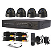 4 Channel One-Touch Online CCTV DVR System (4 Indoor Dome-Kamera)