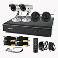 4 Channel One-Touch Online CCTV DVR System (4-Kanal D1 Recording,  15m IR)