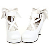 4 Farbe handgefertigte PU-Leder 7cm High Heel-Schuhe mit Sweet Lolita Zurück-Bow