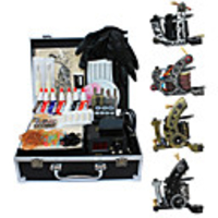 4 Geschütze Tattoo Kits mit hochwertigen LCD-Stromversorgung