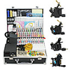 4 Geschütze Tattoo-Set mit LCD Power und 55 farbige Tinte