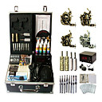 4 Guns Komplette Empaistic Tattoo Maschine mit LCD Power Supply Set