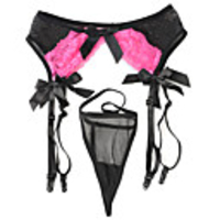4 Gurte sexy Spitze Strapsgürtel String Set Partei Strumpfbänder