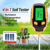 4-in-1 Bodenfeuchtemessgerät Inspektion Pflanzentemperatur/Bodenfeuchte/Boden PH Messgerät/Sonnenlichtintensität Test Meter für Gartenarbeit Landwirtschaft Innen- und Außenpflanzen