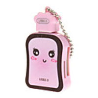 4-in-1 High-Speed-USB 2.0 T-Flash Card Reader (Pink)