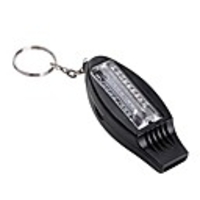 4-in-1 Multifunktions-Überlebens-Pfeife mit Kompass Thermometer Einschlaglupe Schlüsselanhänger - Schwarz