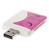 4-in-1 USB 2.0 Multi-Card Reader (Weiß Pink)