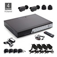 4-Kanal CCTV-Kit 2pcs schwarz-Dome-Kamera 2 Stück schwarze wasserdichte Kamera 500GB HDD