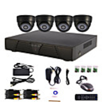 4-Kanal Home and Office DIY CCTV DVR-System (P2P Online,  4 Indoor-Dome-Kamera)