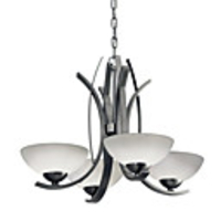 4-Licht gebürstetem Nickel Kronleuchter