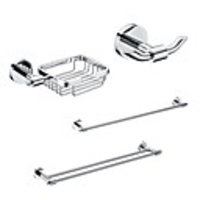 4 Lunch Messing Bad Zubehör-Set,  Einzel-und Doppel-Handtuchhalter / Seifenkorb / Kleiderhaken