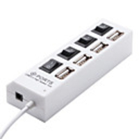 4-Port USB 2.0 Hub mit blauem LED-Licht (weiß)